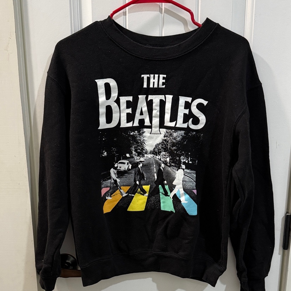 The Beatles Black Crewneck Sweater with Abbey Road Design